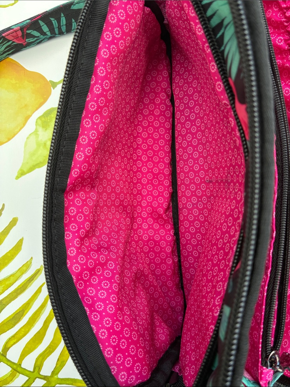 Lug Flamingo Print Crossbody Bag - Black, Pink & Teal - Picture 7 of 15